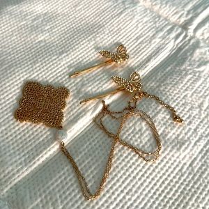 Cute Long Necklace and Butterfly Hair Pins